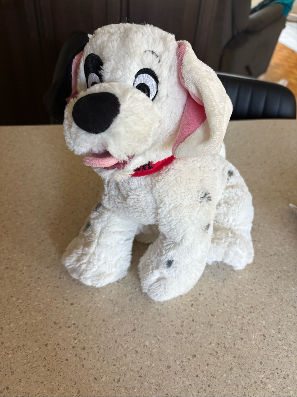Disney White Dalmatian Plush Toy with Pink Ears and Red Collar